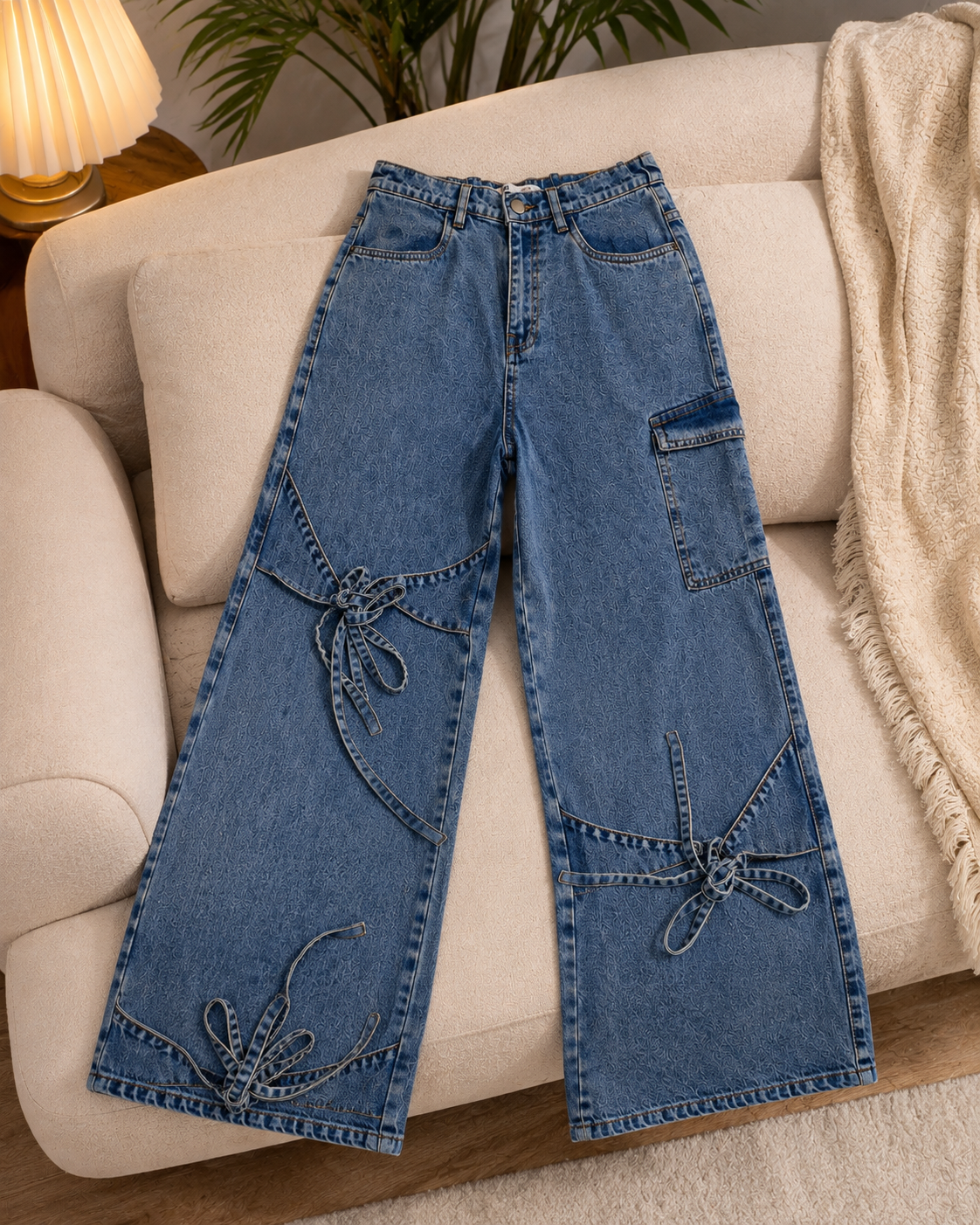 Elara Tie-Up Wide-Leg jeans - Buy 2 Get 1 Free