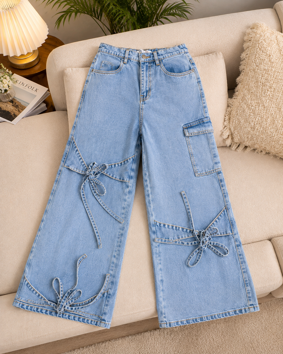 Elara Tie-Up Wide-Leg jeans - Buy 2 Get 1 Free