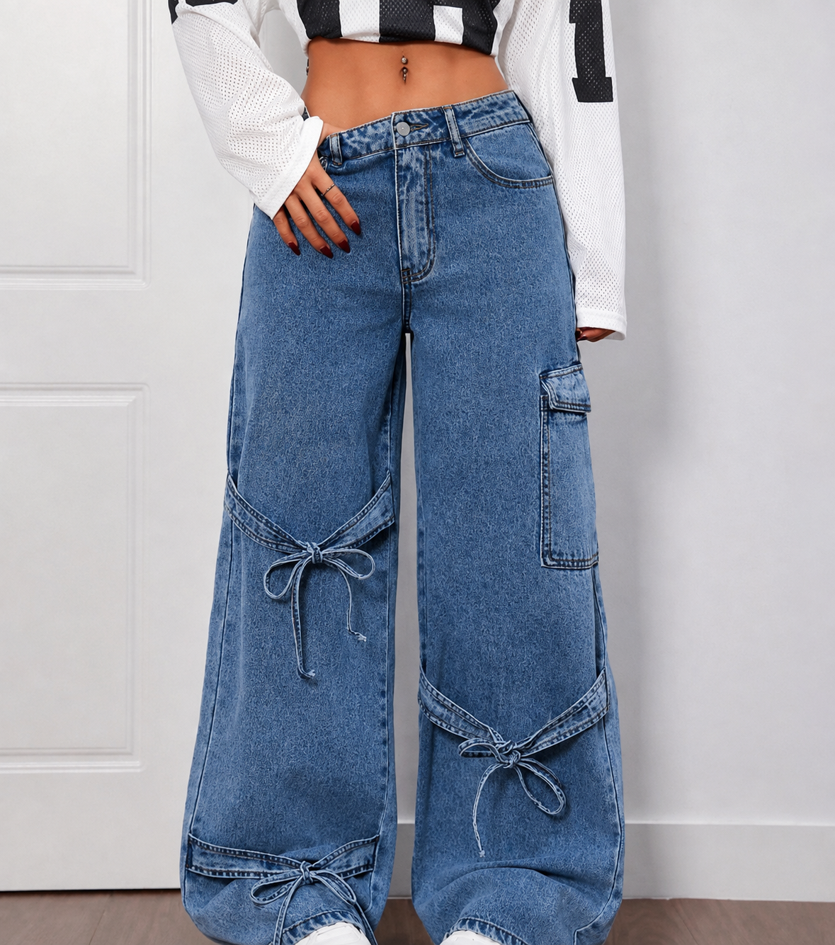 Elara Tie-Up Wide-Leg jeans - Buy 2 Get 1 Free