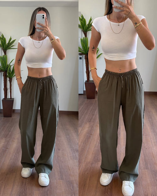 Women Wide Leg Linen Pants - Buy 2 Get 1