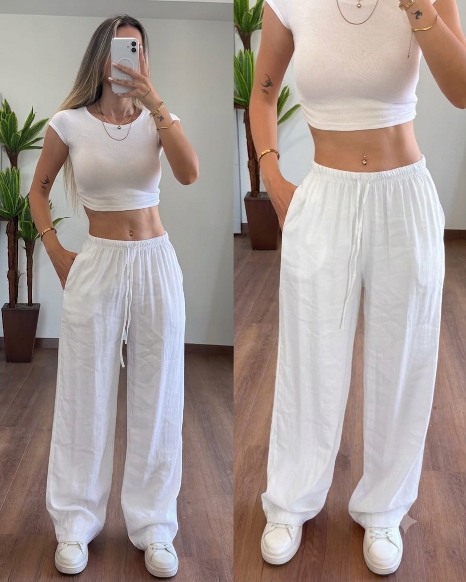 Women Wide Leg Linen Pants - Buy 2 Get 1 Free